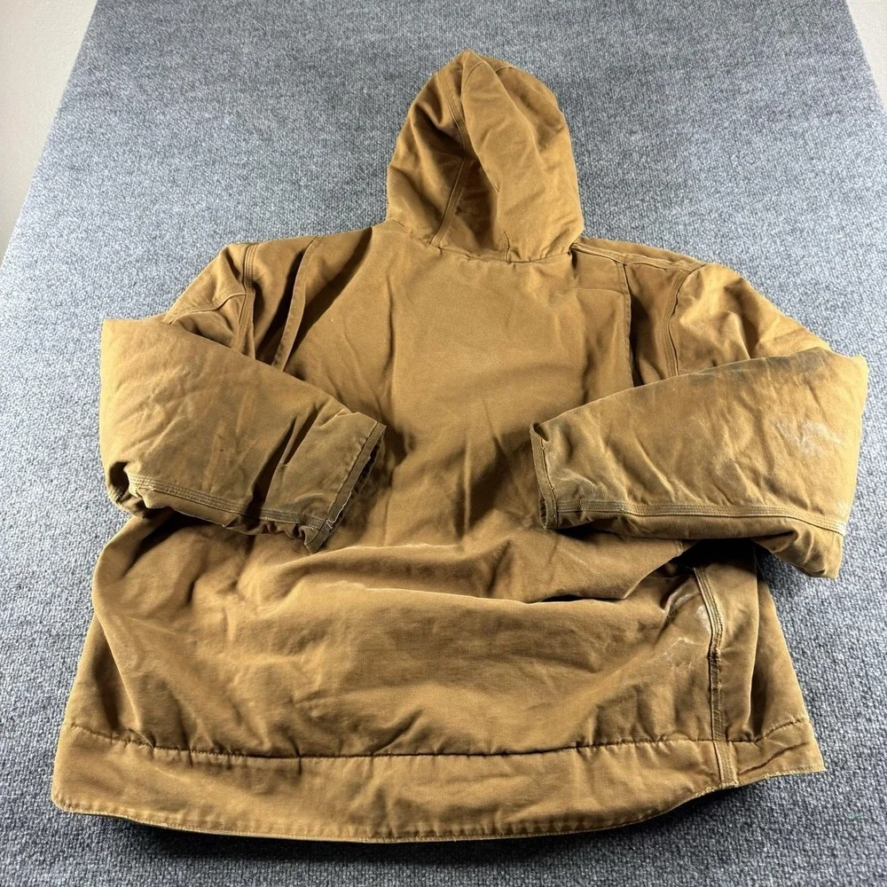 Carhartt Jacket Mens 2XL Brown Hooded Sherpa Lined Workwear Parka OJ4392-M